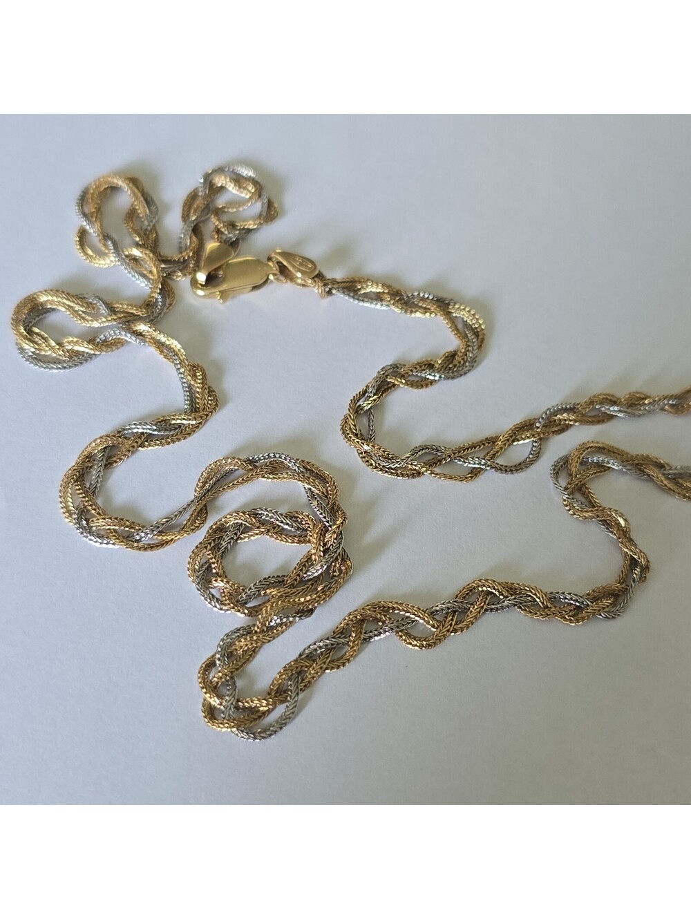 Vintage 10k two-tone solid gold braided chain necklace